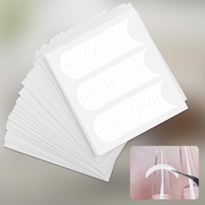 Pretwad 24 Sheets French Manicure Nail Stickers - 1152 Pcs Self-Adhesive White Tip Guides & Moon Stencils, Self Adhesive French Tip Stickers Guide, Half Moon Shaped Nail Guides Strip for Decoration DIY Tool - Image 3